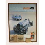 A framed Castrol/Sunbeam Rapier & Sunbeam Tiger advertising poster, together with a newspaper