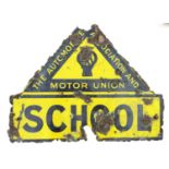 AA & Motor Union School, a single sided vitreous enamel advertising sign, 52 x 66 cm