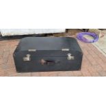 A vintage car trunk, with hinged cover, base 45 x 80 x 28cm