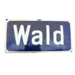 Wald, a single sided vitreous enamel German road sign, 60 x 120 cm