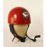 An Everoak red pudding basin helmet, size 6 7/8, sprayed red with BSA 500 Gold Star decal.