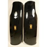 A pair of BSA black leg shields, probably from a BSA Bantam, 60 cm