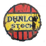 Dunlop Stock, a circular single sided vitreous advertising sign, diameter 60 cm