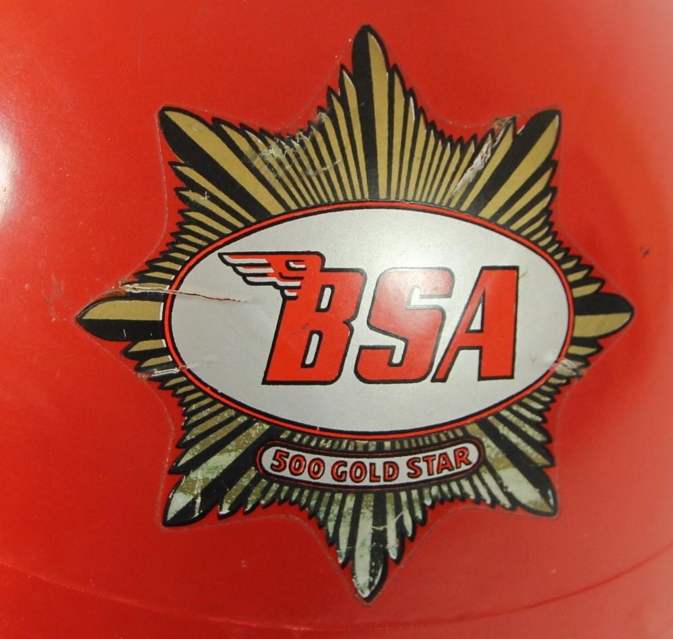 An Everoak red pudding basin helmet, size 6 7/8, sprayed red with BSA 500 Gold Star decal. - Image 2 of 4