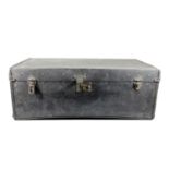 An early 20th century Brooks leatherette travel trunk, 79 x 46 x 29 cm