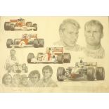 Seven Stuart McIntyre, tributes to F1 framed and glazed prints