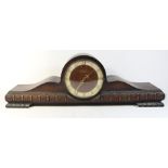 A 1950s walnut veneered mantle clock by Junghans, together with two oak cased Westminster chime