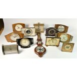 A collection of early to mid 20th century & later mantle clocks and barometers to include, a Swiza 8