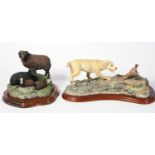 Border Fine Arts - 'Action Dogs' Labrador & pheasants A1440, together with a Shetland family