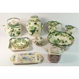 A collection of Masons Ironstone ware 'Chartreuse' to include, large lidded ginger jar, fruit