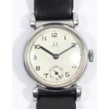 Omega, a gentleman's stainless steel manual wind wristwatch, circa 1935, case number 9,531,853,