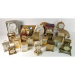 A selection of miniature novelty quartz clocks, together with a selection of quartz mantle