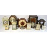 A collection of mid 20th Century and later clocks to include, carriage, anniversary and alarm