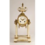 Armand Aubert, Nantes, an early 20th century French gilt metal and white marble mantle clock, the 3