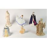A Royal Doulton figurine 'Pamela' HN 3223, together with five other figurines by Wedgwood, Royal