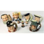A collection of Royal Doulton character jugs, to include - Rip Van Winkle, Capt Ahab, Henry VIII,