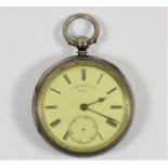 S. Greenough, Bolton, a silver open face key wind pocket watch, Chester 1890, no second hand