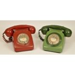 Two mid 20th century telephones, a red GPO 746 gen 78/2, together with a similar in green (2)