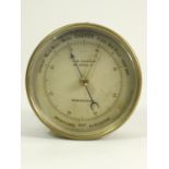 J.B. Dancer Barometer, brass case painted face with blued hand, 7.5cm diameter