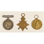 WWI group of three, awarded to 18238 Pte A.T. Mangell, R.A.M.C., August 1914 Star, 1914-1918 and