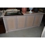 A modern gloss finish limed oak and peach effect sideboard, sideboard length approx. 207cm