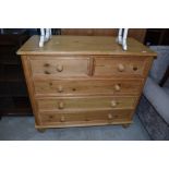 A modern natural pine chest of two over three drawers, width approx. 107cm