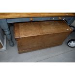 A large stripped pine bedding box, approx. Dimensions W104 x D64 x H53cm