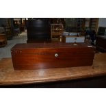 A Victorian mahogany box, bears internal label 'apples' mother of pearl escutcheon, dimensions