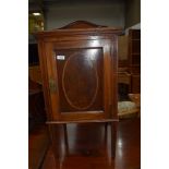 An early 20th Century mahogany and inlaid pot cupboard, probably Maple and Co, width approx. 41cm