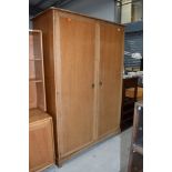 A vintage stag double wardrobe in light stain, width approx. 128cm