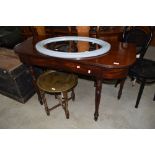 A 19th Century mahogany side table (formerly part of D end) on turned legs, width approx. 120cm