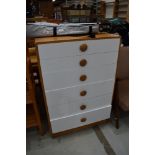 A vintage sapele and laminate 6 drawer bedroom chest in the Schreiber style