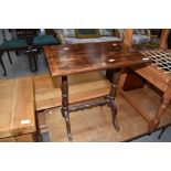 A Victorian style stained frame occasional table on turned frame