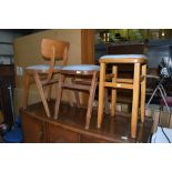 Three vintage kitchen stools