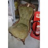 A Victorian low seat nursing chair, restoration project