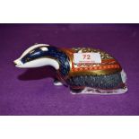 A Royal Crown Derby paperweight Moonlight Badger with gold stopper