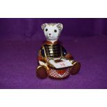 A Royal Crown Derby paperweight Drummer Bear with a Gold stopper