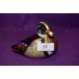 A Royal Crown Derby paperweight Carolina Duck with gold stopper