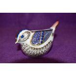 A Royal Crown Derby paperweight Goldcrest with gold stopper