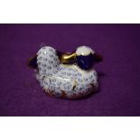 A Royal Crown Derby paperweight Two Lambs with gold stopper