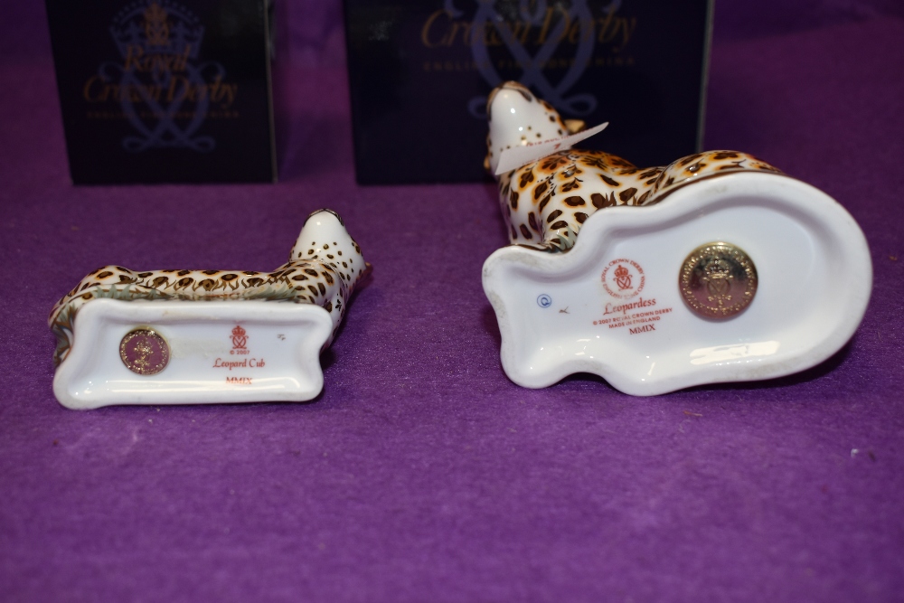 Two Royal Crown Derby paperweights. Cheetah and Cheetah Cub, both boxed and with gold stoppers - Image 2 of 2