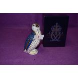 A Royal Crown Derby paperweight Fairy Penguin with a Gold stopper and boxed