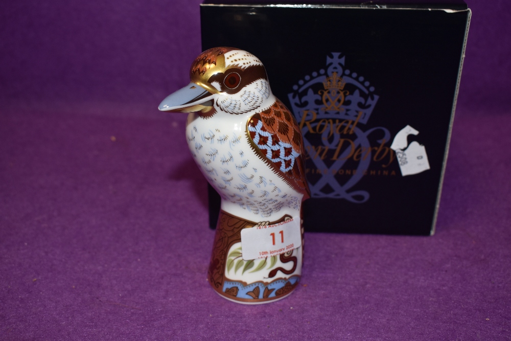 A Royal Crown Derby paperweight Kookaburra with a Gold stopper