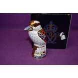 A Royal Crown Derby paperweight Kookaburra with a Gold stopper