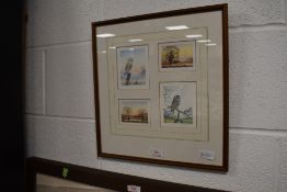 A selection of framed miniature prints by Peter Hayman