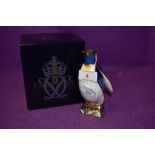 A Royal Crown Derby paperweight Emperor Penguin boxed and with a Gold stopper