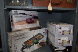 A selection of as new house hold items including roasting pan and rack and Teppanyaki grill