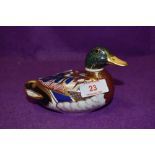 A Royal Crown Derby paperweight Mallard Duck with gold stopper
