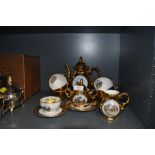 A part tea service Echt Gold with Austria scenery