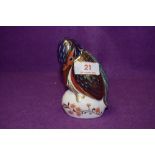 A Royal Crown Derby paperweight Kingfisher with a Gold stopper